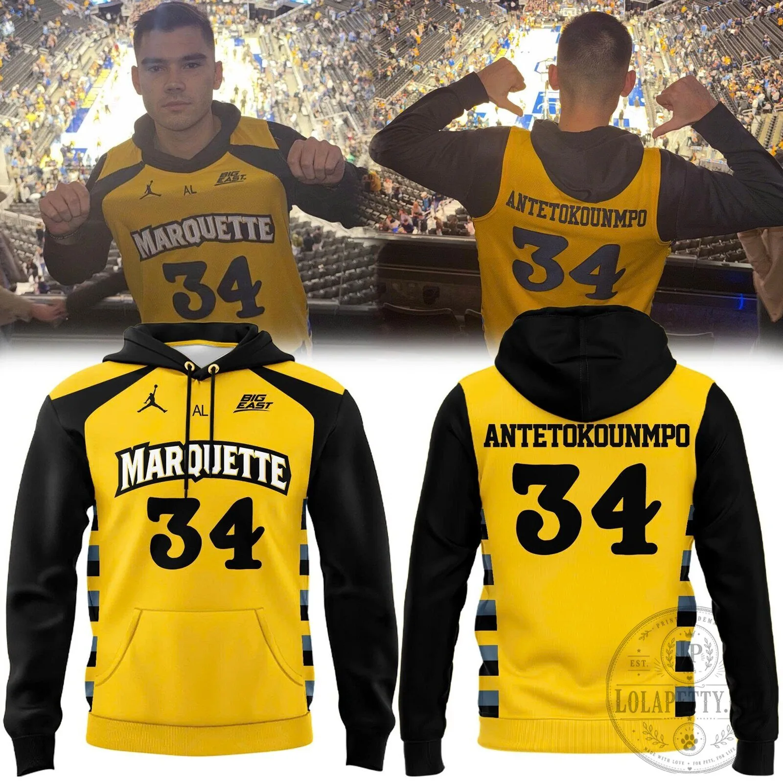 Giannis Antetokounmpo Marquette Golden Eagles Basketball Hoodie