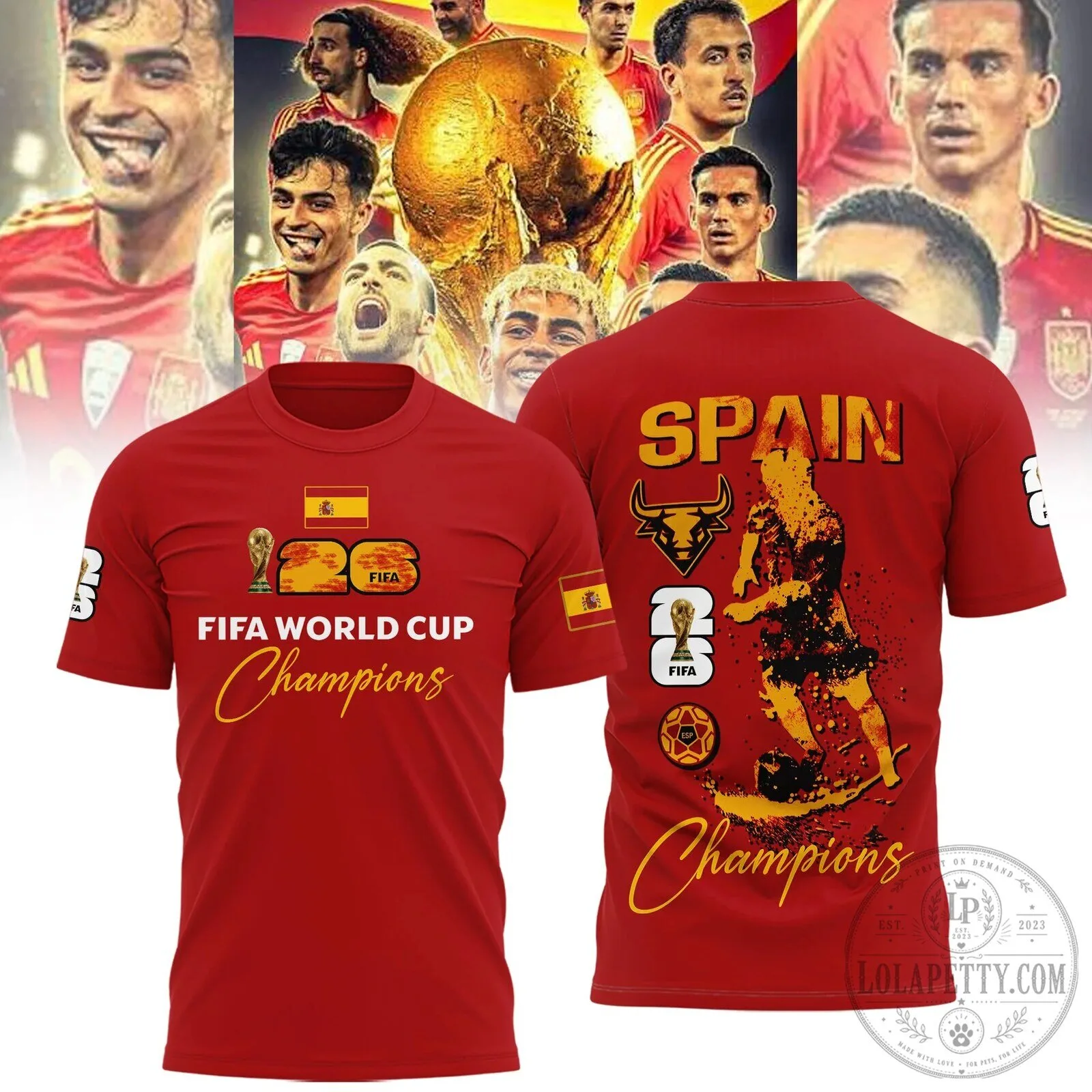 Spain National Football Team FIFA World Cup Champions Red T-Shirt