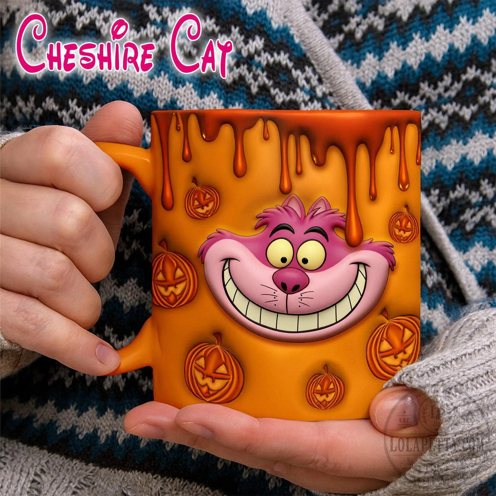 Cheshire Cat Halloween Pumpkin Drip Orange Ceramic Coffee Mug 7 Cheshire Cat Halloween Pumpkin Drip Orange Ceramic Coffee Mug
