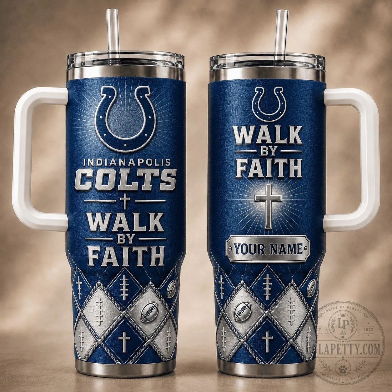 Indianapolis Colts Walk By Faith Christian Football Fan Tumbler