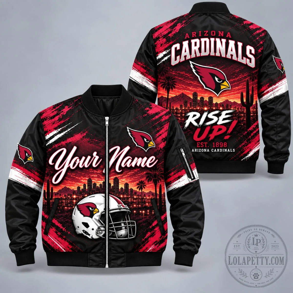 Arizona Cardinals Football Personalized City Skyline Bomber Jacket