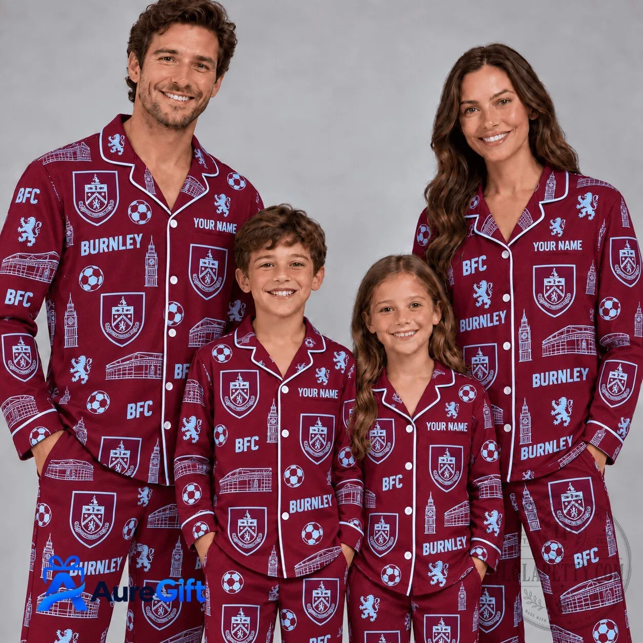 Burnley Football Club Personalized Family Matching Christmas Pajamas Set