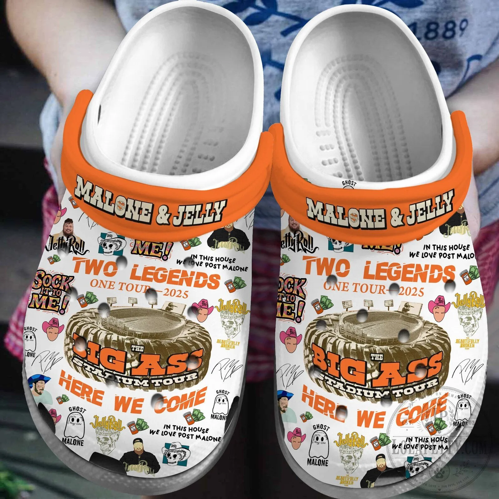 Post Malone and Jelly Roll Two Legends One Tour 2025 Music Clogs Shoes 3 Post Malone and Jelly Roll Two Legends One Tour 2025 Music Clogs Shoes