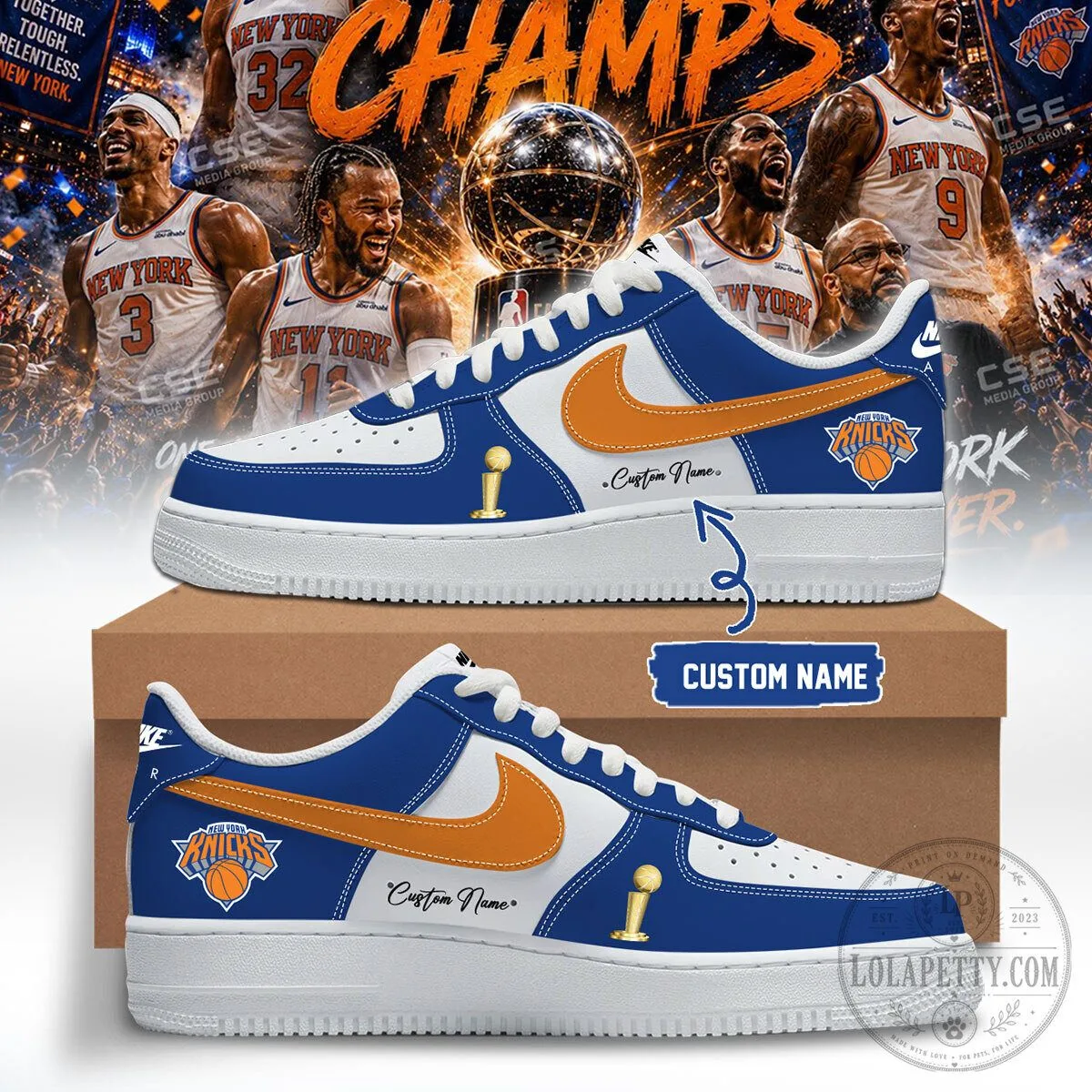 New York Knicks Champions Custom Name Sneakers