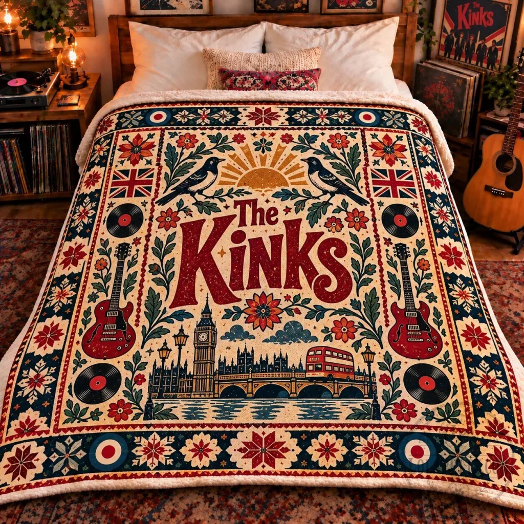 The Kinks British Invasion Folk Art Fleece Throw Blanket for Music Fans The Kinks British Invasion Folk Art Fleece Throw Blanket for Music Fans