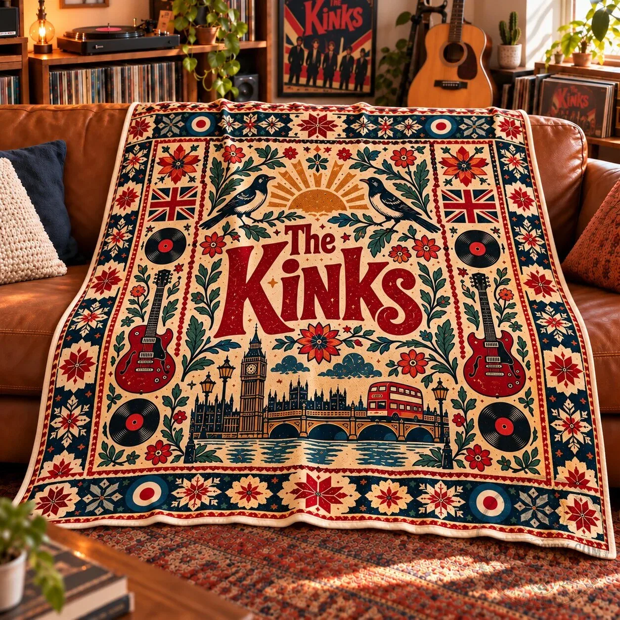 The Kinks British Invasion Folk Art Fleece Throw Blanket for Music Fans 10 The Kinks British Invasion Folk Art Fleece Throw Blanket for Music Fans