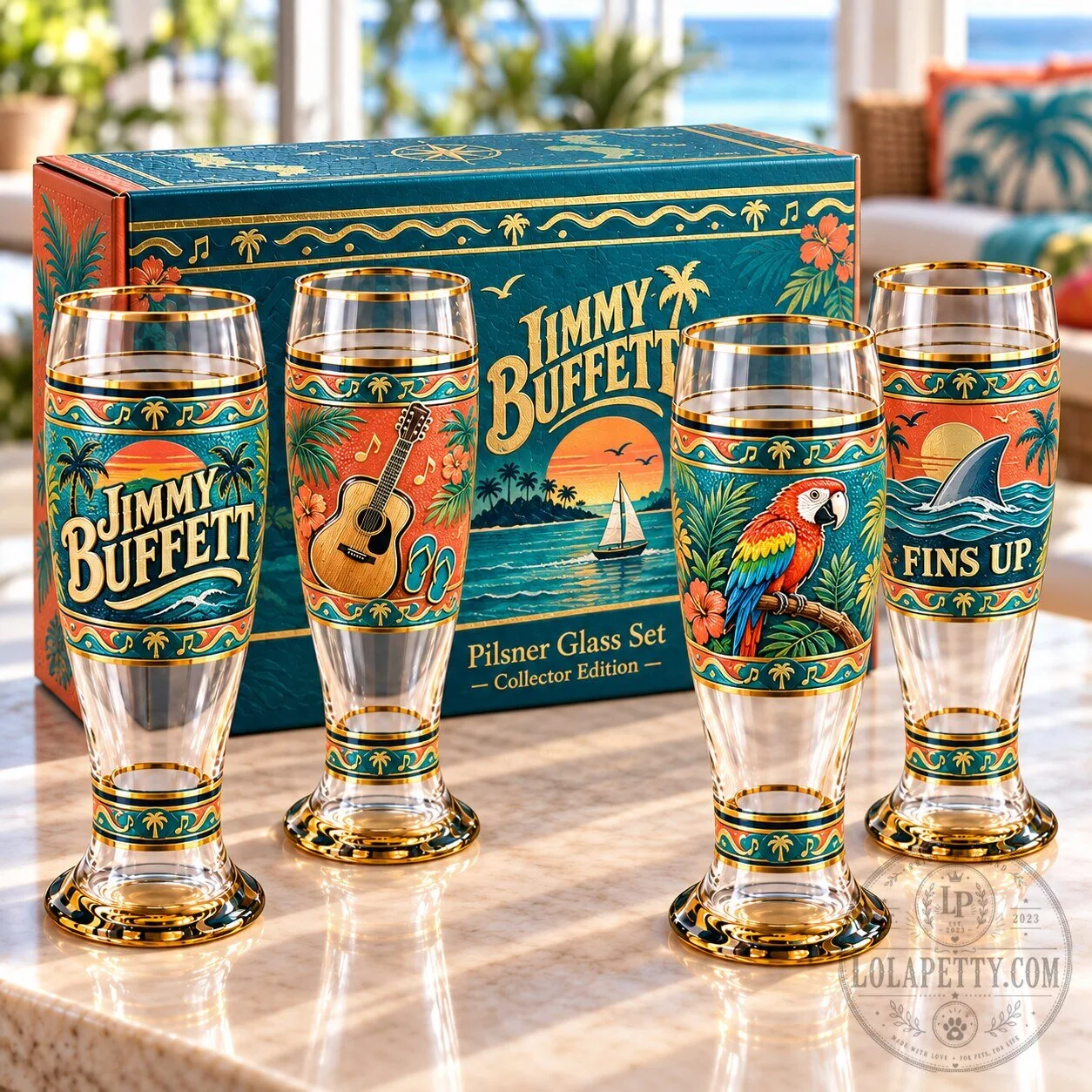 Jimmy Buffett Heritage Collector Edition Pilsner Drinking Glass Set 1 Jimmy Buffett Heritage Collector Edition Pilsner Drinking Glass Set