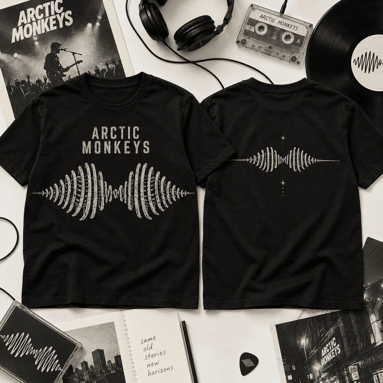 Arctic Monkeys Skeleton Soundwave Graphic Print Short Sleeve T-Shirt