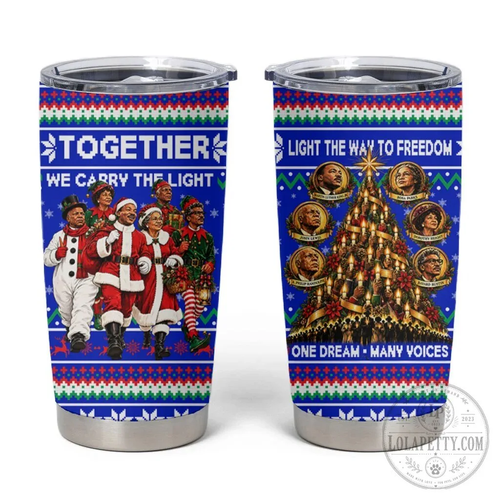 Civil Rights Leaders Christmas Ugly Sweater Pattern Stainless Steel Tumbler