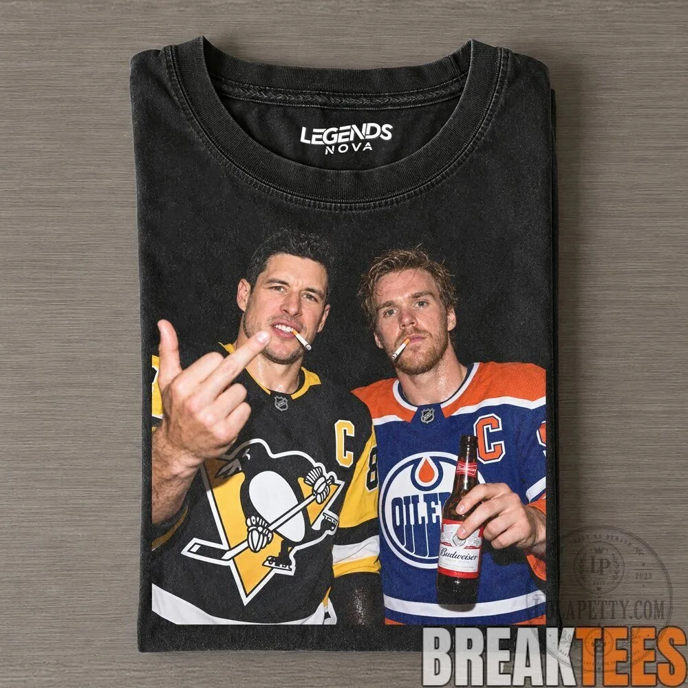 Sidney Crosby and Connor McDavid Drunk and Smoking Hockey Players T-Shirt
