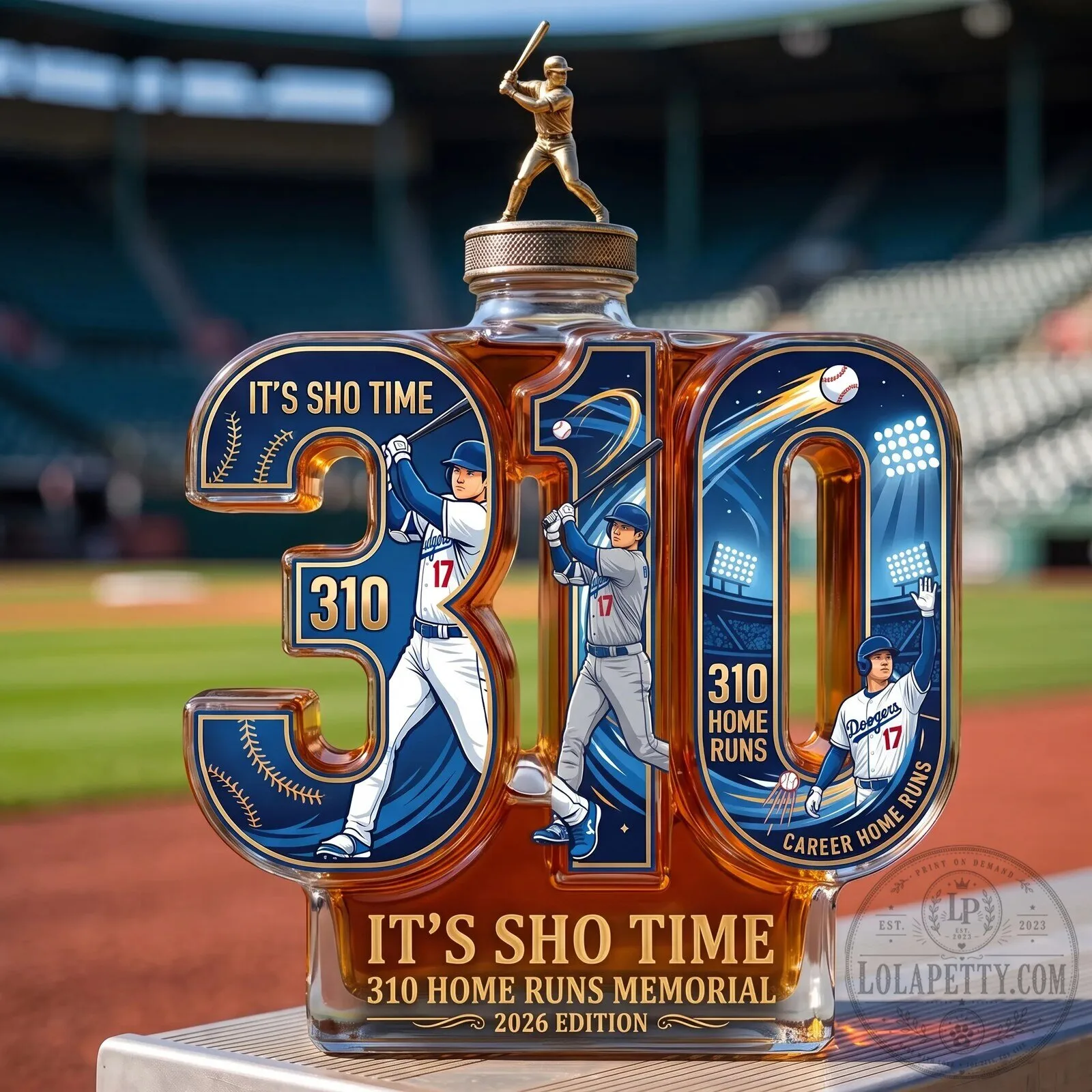 Shohei Ohtani 310 Home Runs Memorial Sculpted Glass Decanter
