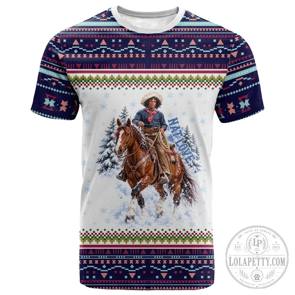 Nat Love African American Cowboy So In Love Winter Snow Fair Isle T-Shirt