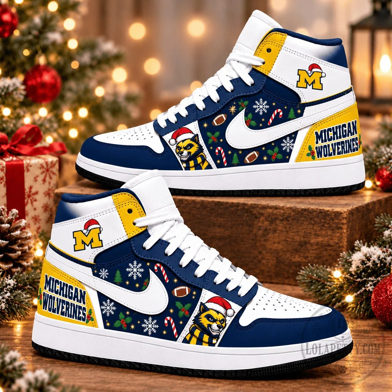 Michigan Wolverines Christmas Holiday High Top Shoes 5 Michigan Wolverines Christmas Holiday High Top Shoes