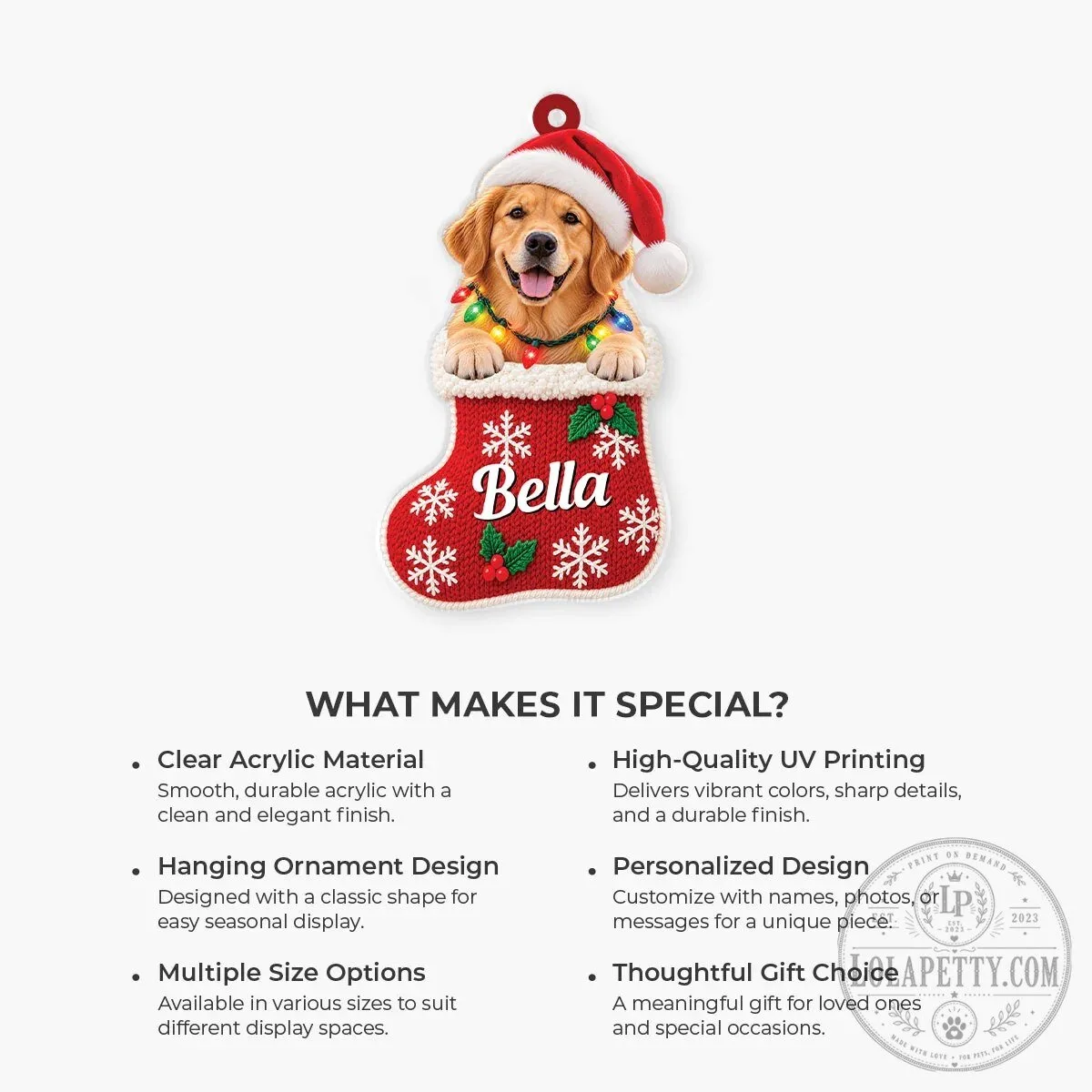 Personalized Pet Photo Christmas Stocking Acrylic Ornament 15 Personalized Pet Photo Christmas Stocking Acrylic Ornament
