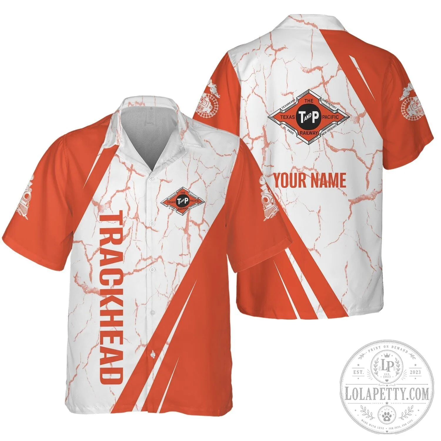 Personalized Texas and Pacific Railway Trackhead Hawaiian Shirt