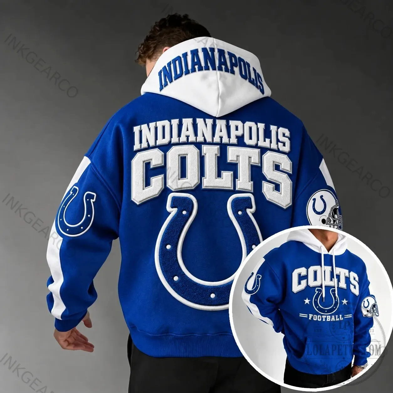 Indianapolis Colts Football Team Blue and White Logo Design Hoodie 2 Indianapolis Colts Football Team Blue and White Logo Design Hoodie