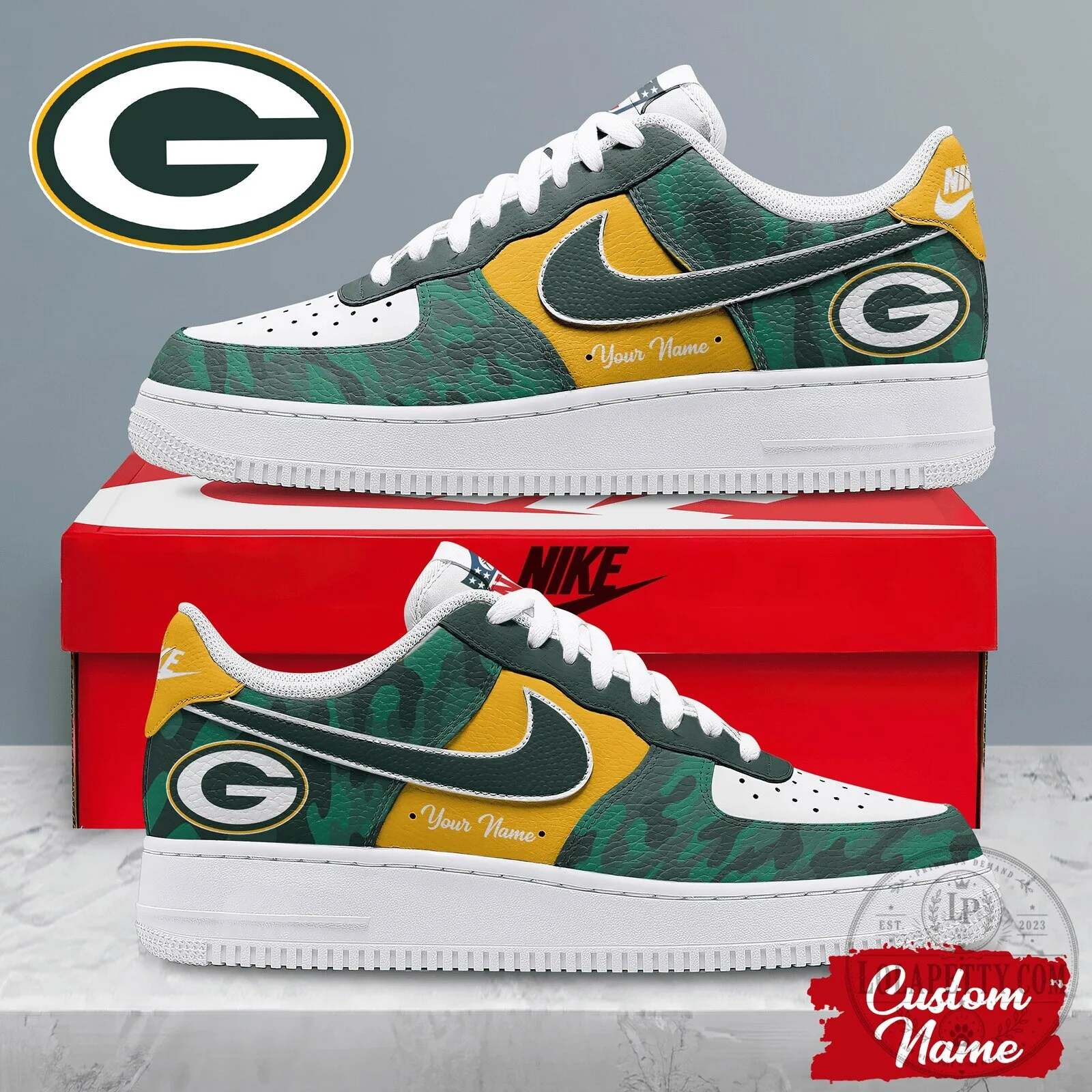 Green Bay Packers National Football League Custom Name Shoes