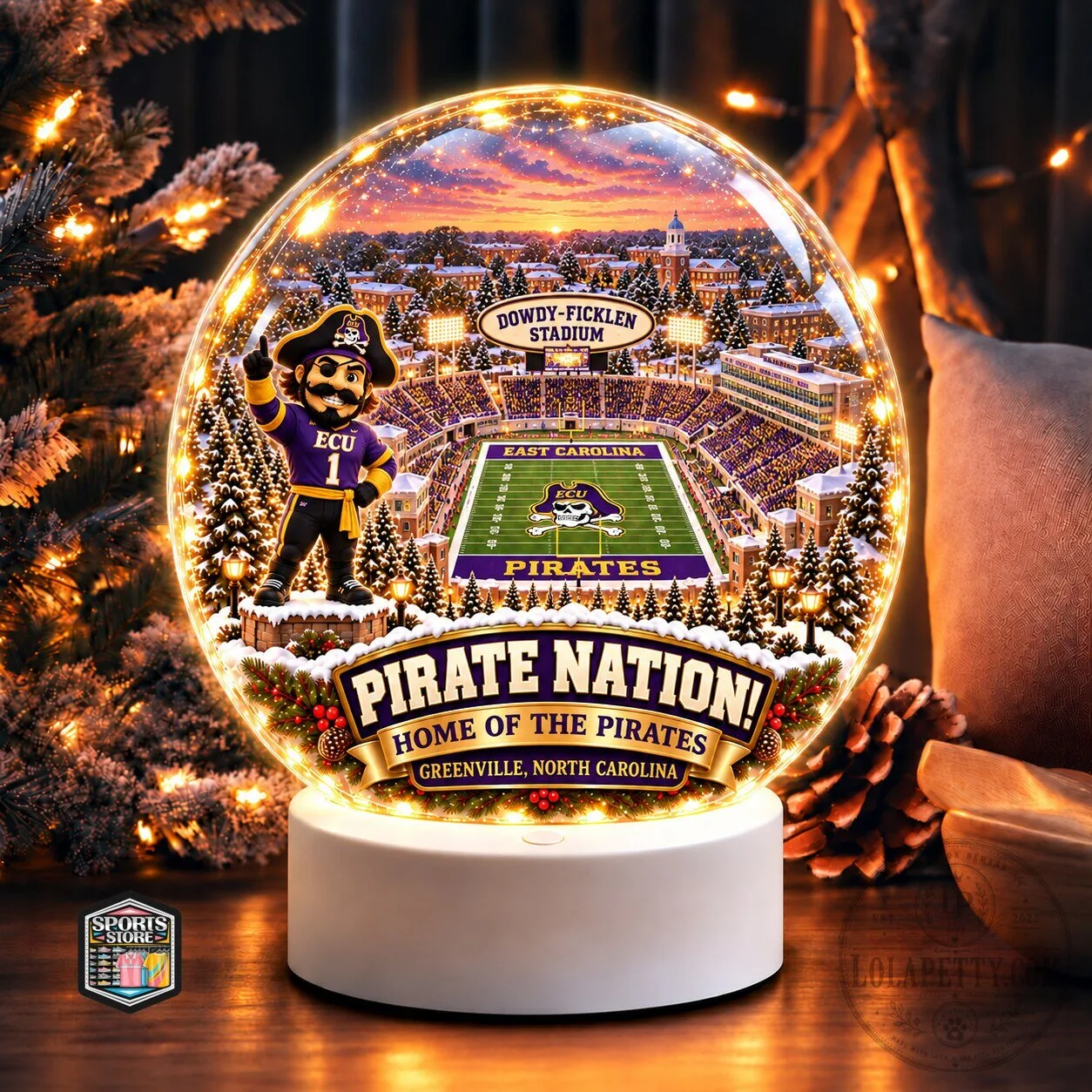 East Carolina Pirates Dowdy-Ficklen Stadium Pirate Nation Christmas Ornament 6 East Carolina Pirates Dowdy-Ficklen Stadium Pirate Nation Christmas Ornament