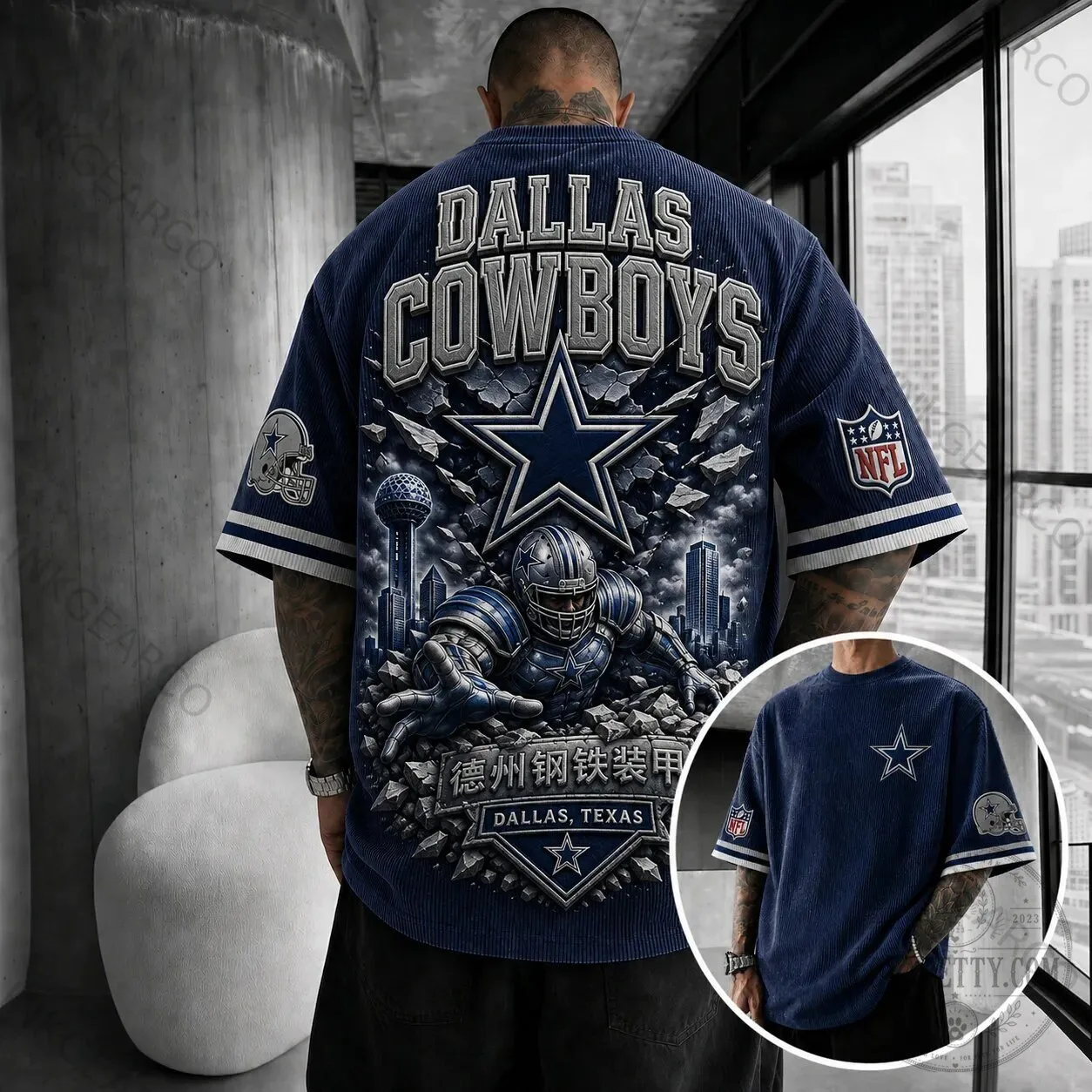 Corduroy Short Sleeve T-Shirt for Dallas Cowboys NFL Fans 2 Corduroy Short Sleeve T-Shirt for Dallas Cowboys NFL Fans