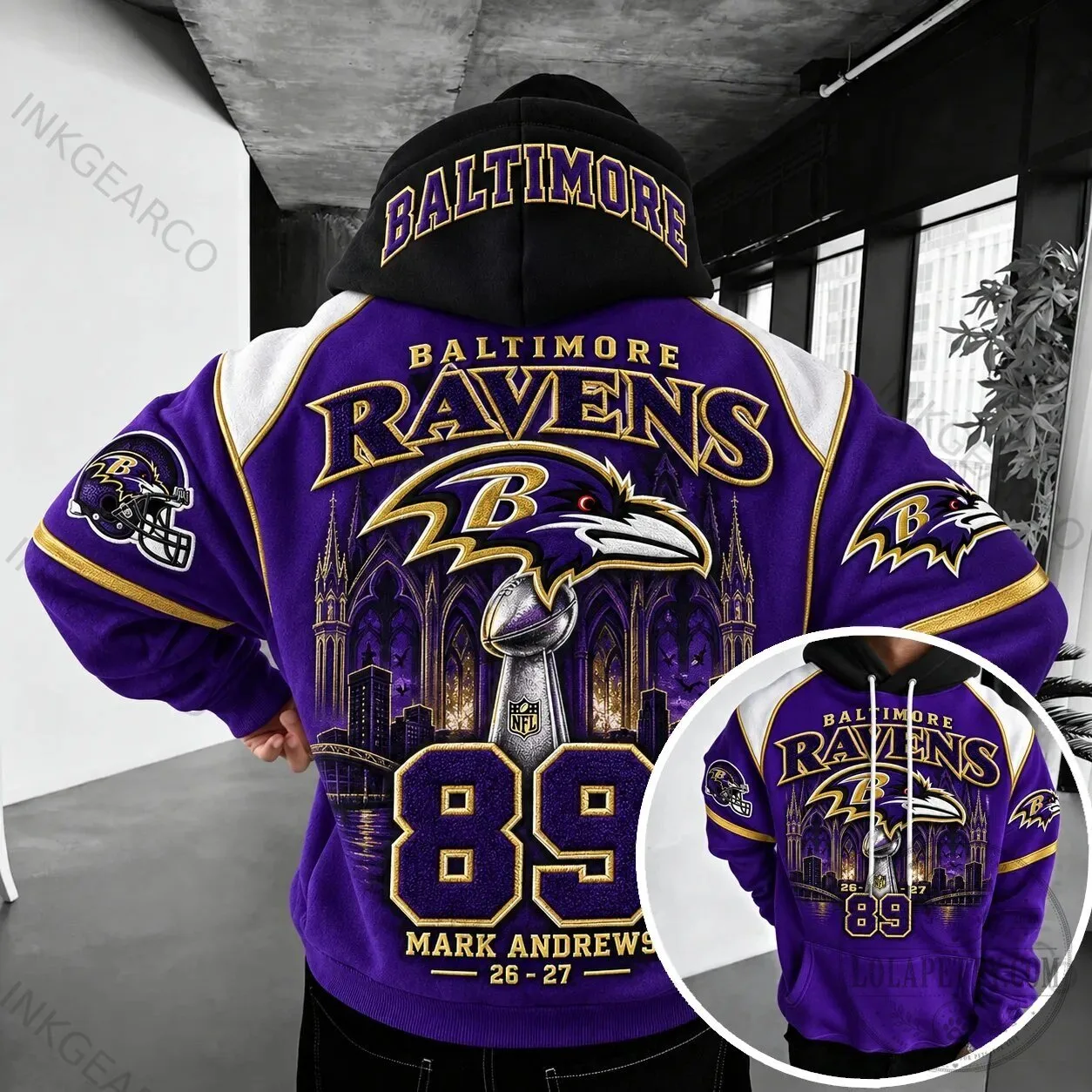 Baltimore Ravens Mark Andrews 89 NFL Football Team Logo Hoodie 2 Baltimore Ravens Mark Andrews 89 NFL Football Team Logo Hoodie