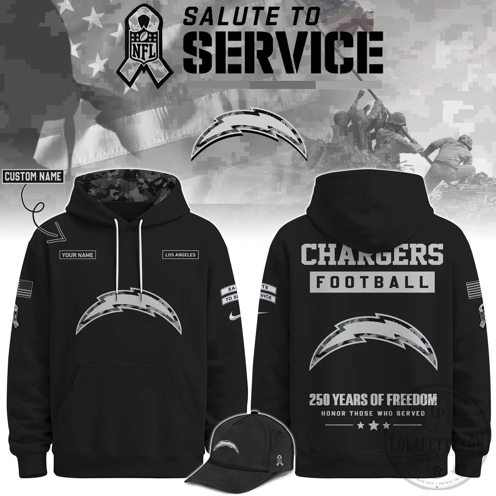 Los Angeles Chargers Salute To Service NFL Football Team Hoodie