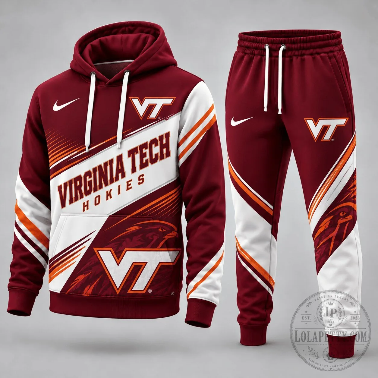 Virginia Tech Hokies NCAA Team Logo Maroon and Orange Hoodie 1 Virginia Tech Hokies NCAA Team Logo Maroon and Orange Hoodie