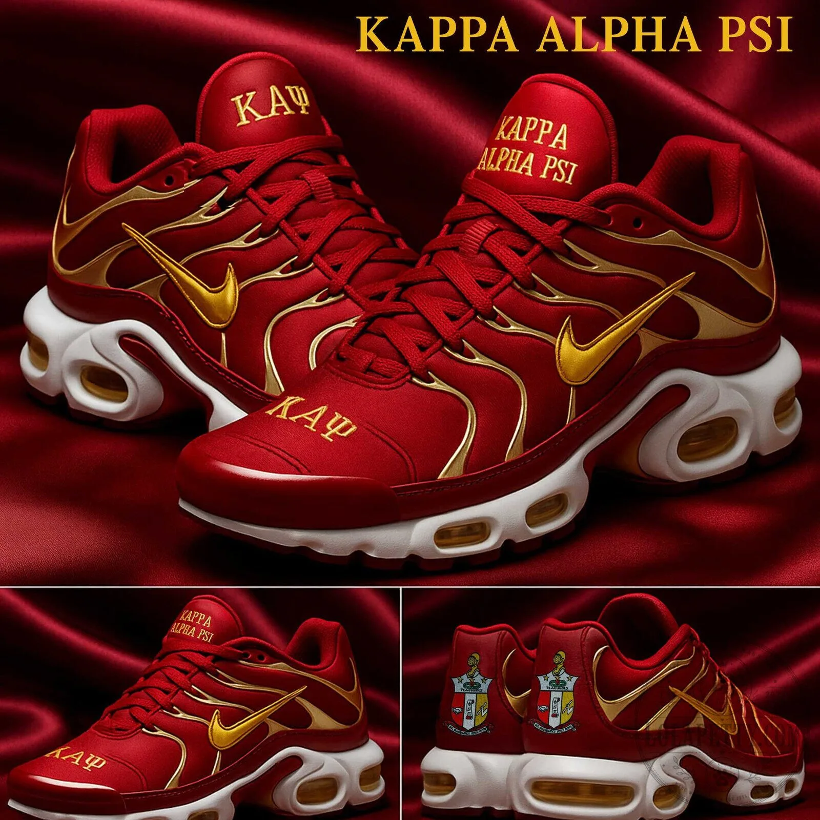 Kappa Alpha Psi Fraternity Red Gold White Athletic Shoes 2 Kappa Alpha Psi Fraternity Red Gold White Athletic Shoes