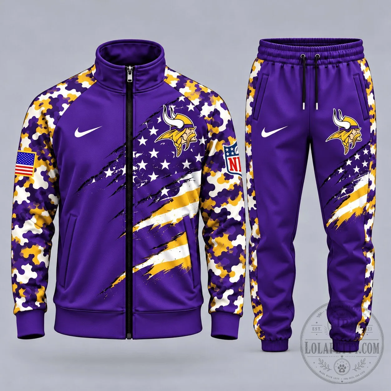 Minnesota Vikings NFL Patriotic Camouflage Full-Zip Track Jacket