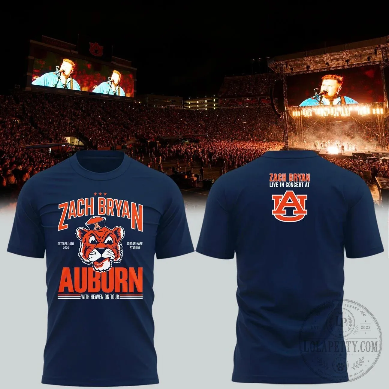 Zach Bryan Auburn Concert T-Shirt with Heaven On Tour Design