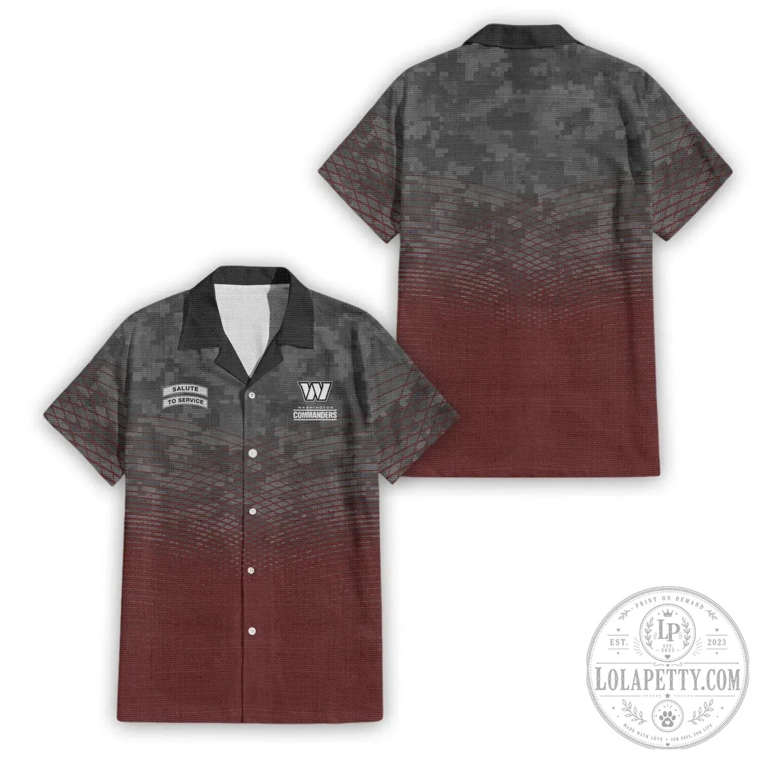 Hawaiian Shirt in Military Camouflage for Washington Commanders Salute To Service