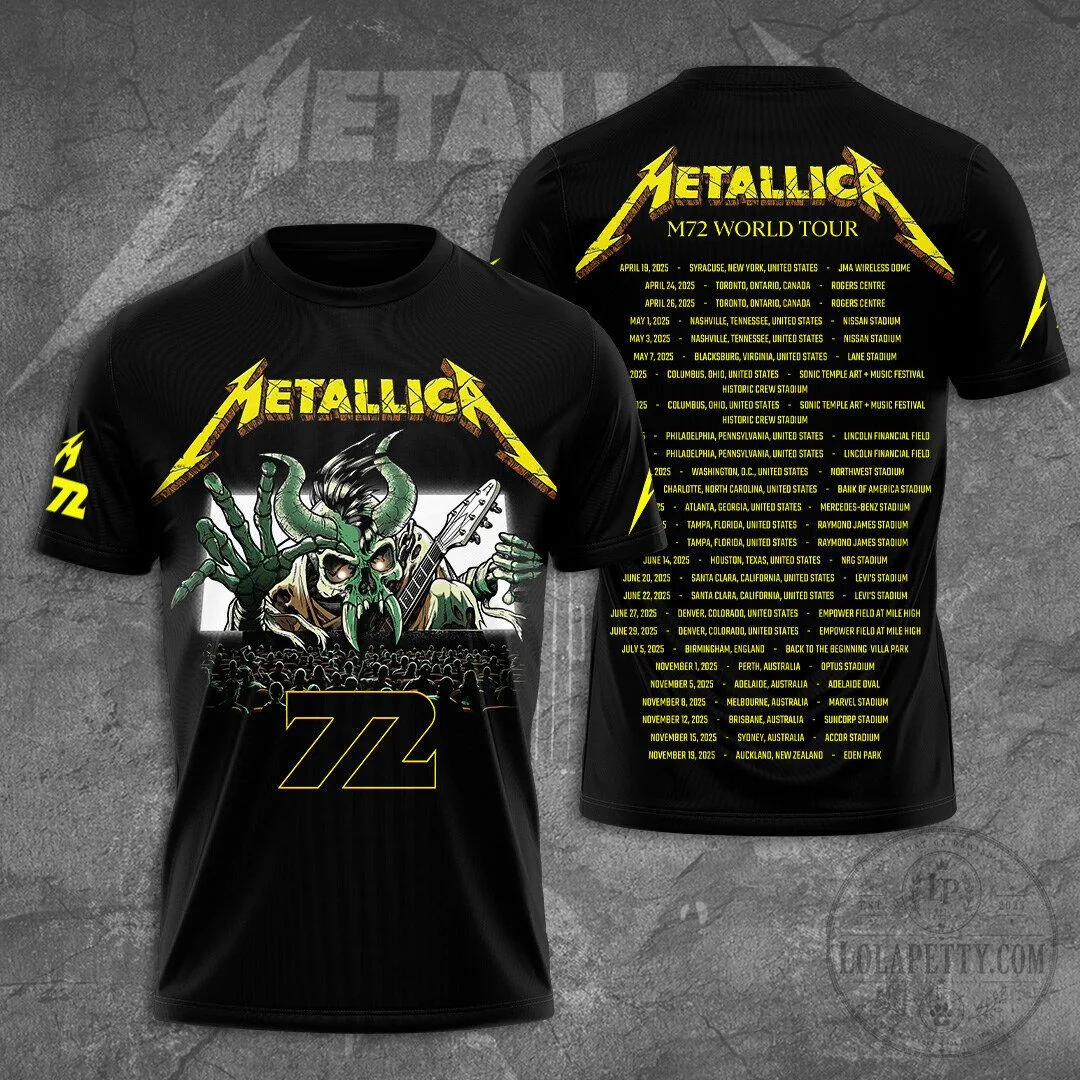Metallica M72 World Tour Concert Schedule Graphic T-Shirt