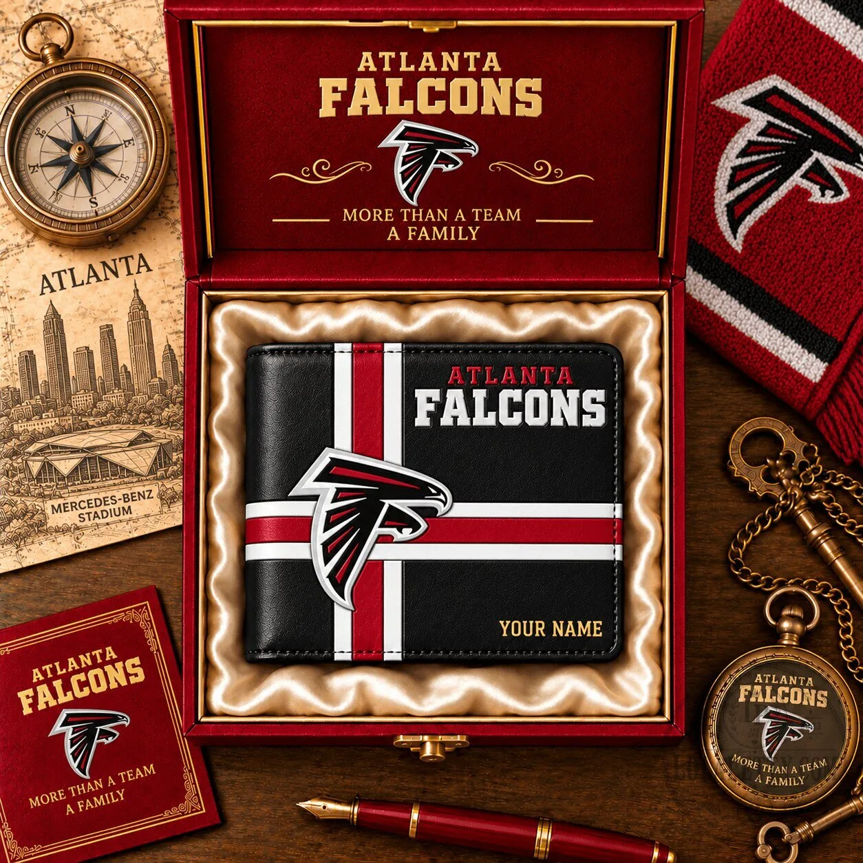 Atlanta Falcons NFL Football Team Personalized Bi-Fold Wallet