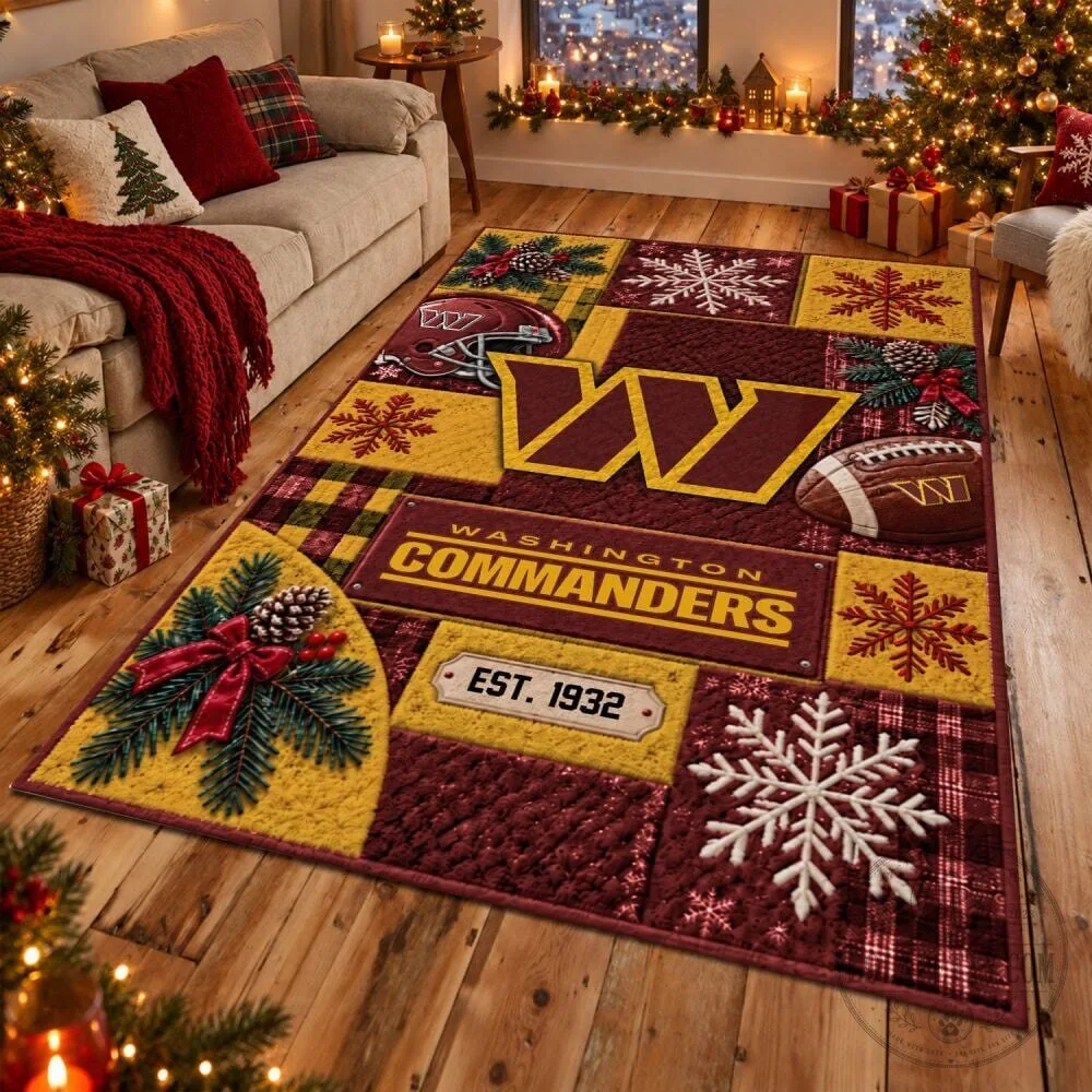 Washington Commanders Football Team Christmas Holiday Season Area Rug