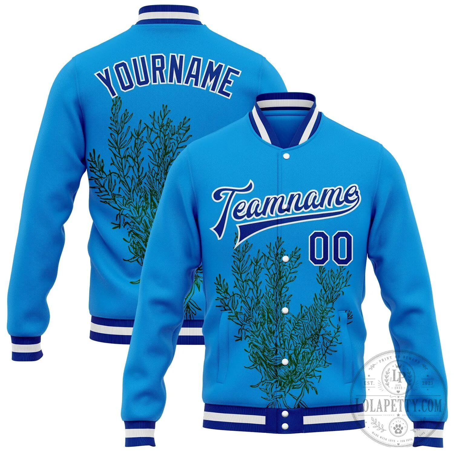 Nevada State Flower Sagebrush Custom Blue Varsity Letterman Jacket