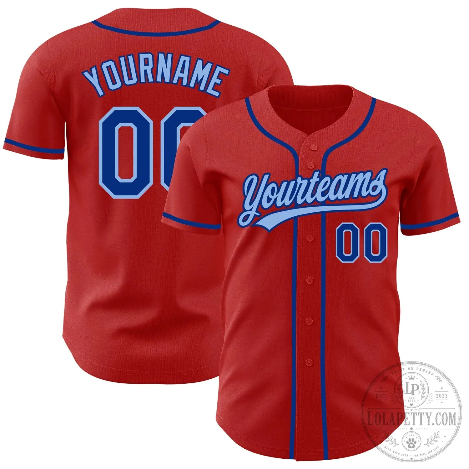 Custom Red Royal Blue Baseball Jersey with Personalized Name and Number 7 Custom Red Royal Blue Baseball Jersey with Personalized Name and Number