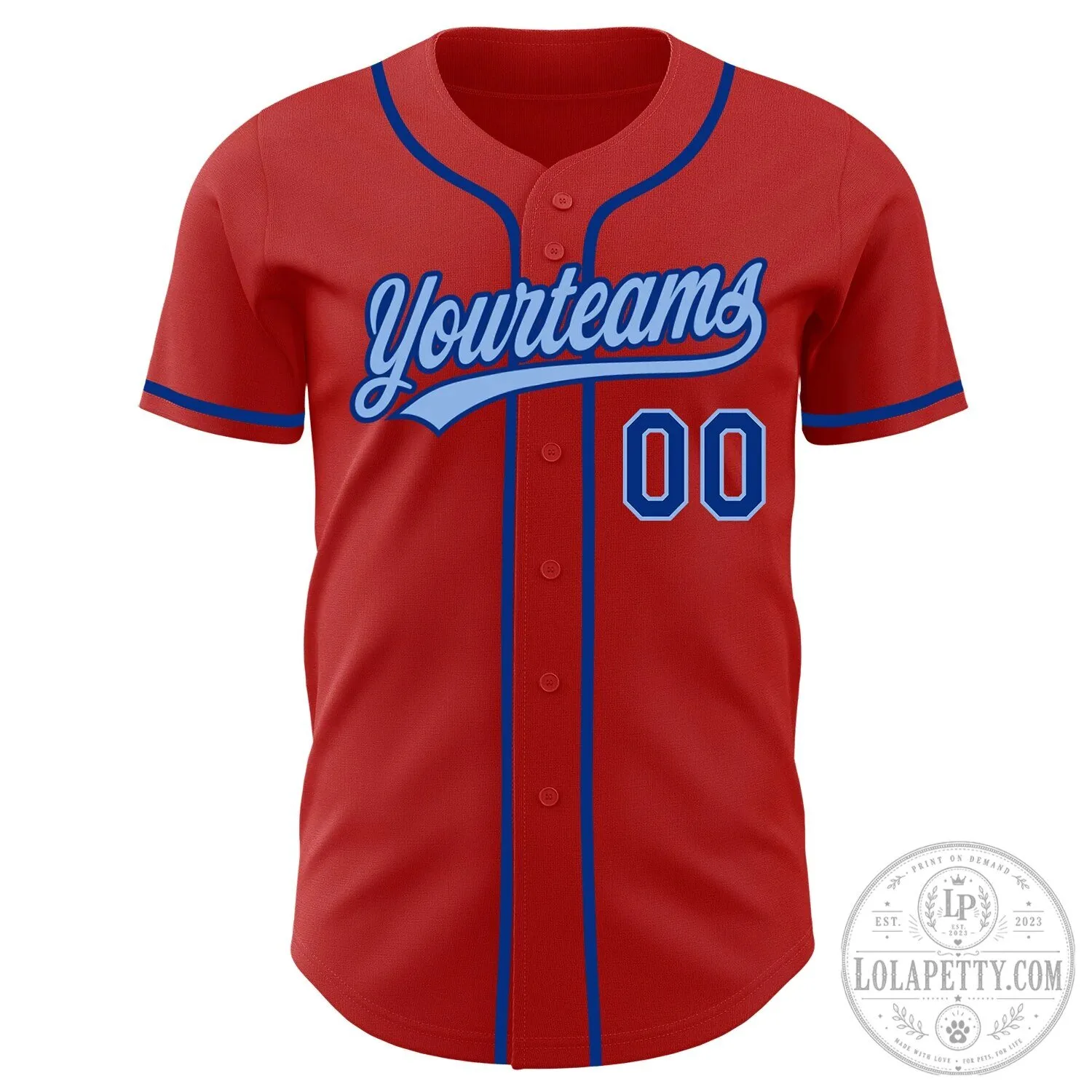Custom Red Royal Blue Baseball Jersey with Personalized Name and Number 8 Custom Red Royal Blue Baseball Jersey with Personalized Name and Number