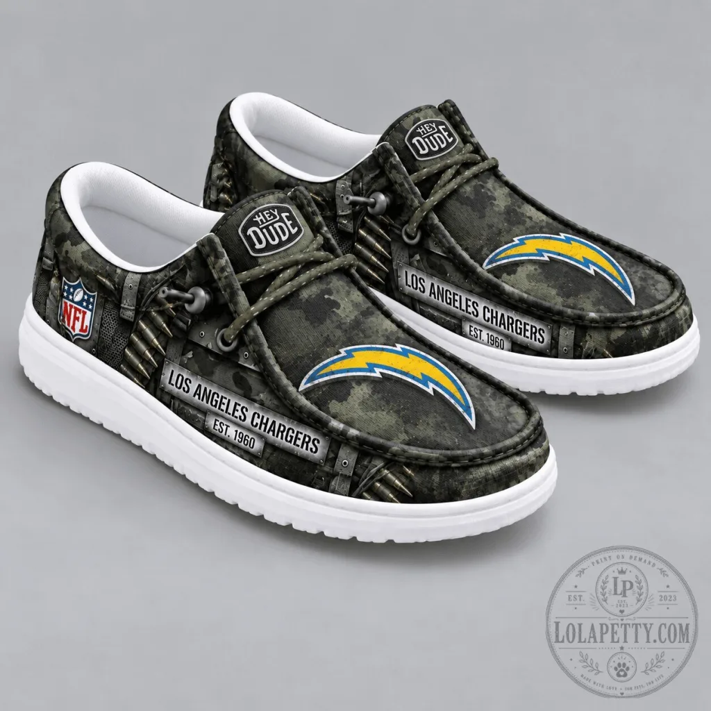 Los Angeles Chargers NFL Camouflage Hey Dude Style Loafer Shoes Los Angeles Chargers NFL Camouflage Hey Dude Style Loafer Shoes