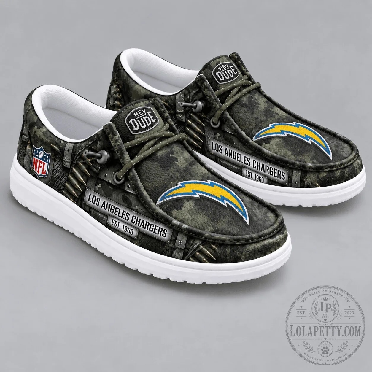 Los Angeles Chargers NFL Camouflage Hey Dude Style Loafer Shoes 3 Los Angeles Chargers NFL Camouflage Hey Dude Style Loafer Shoes