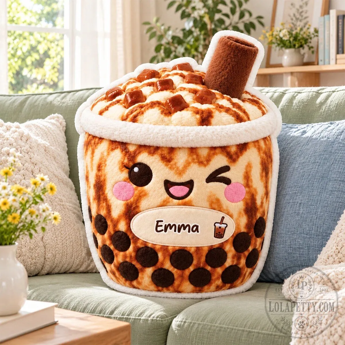 Personalized Boba Tea Shaped Plush Pillow, Bubble Tea Stuffed Cushion 9 Personalized Boba Tea Shaped Plush Pillow, Bubble Tea Stuffed Cushion
