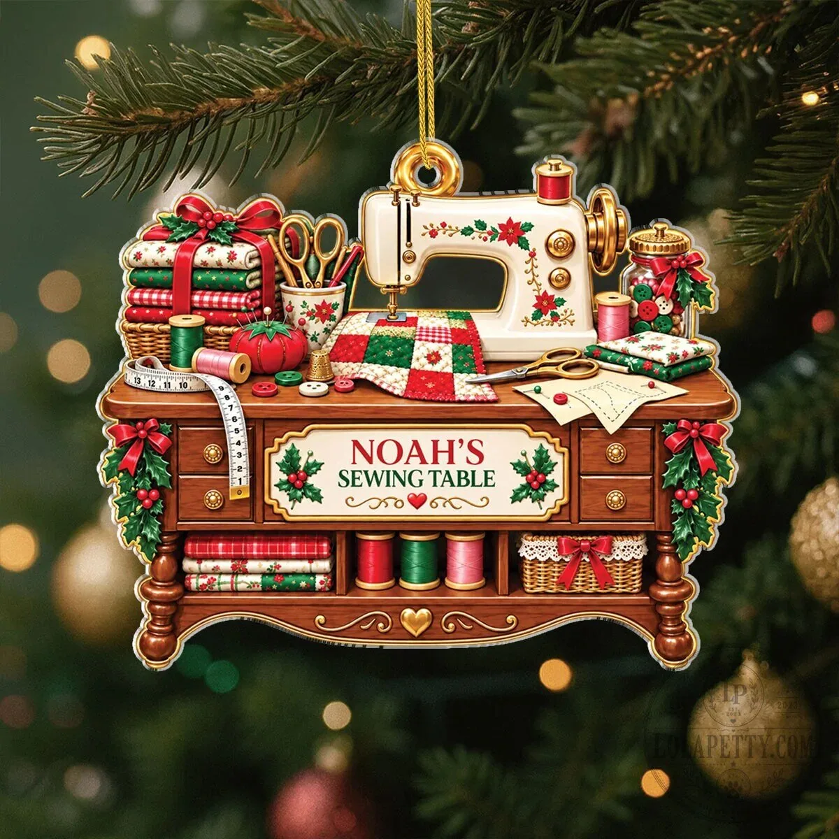 Personalized Sewing Table Christmas Ornament - Custom Sewing Machine Holiday Decor 11 Personalized Sewing Table Christmas Ornament - Custom Sewing Machine Holiday Decor