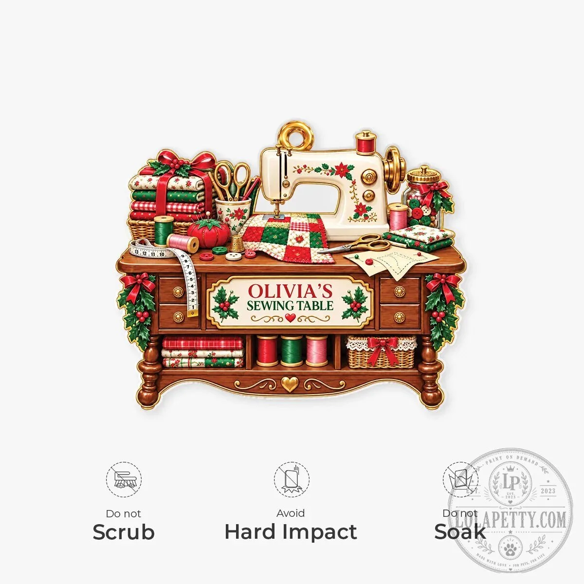 Personalized Sewing Table Christmas Ornament - Custom Sewing Machine Holiday Decor 14 Personalized Sewing Table Christmas Ornament - Custom Sewing Machine Holiday Decor