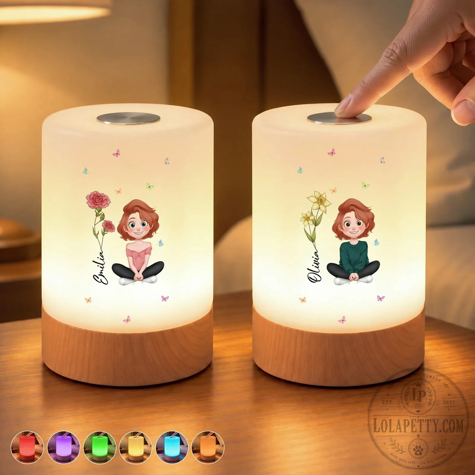 Personalized Birth Flower Girl Touch Control Rechargeable Night Light Lamp 10 Personalized Birth Flower Girl Touch Control Rechargeable Night Light Lamp