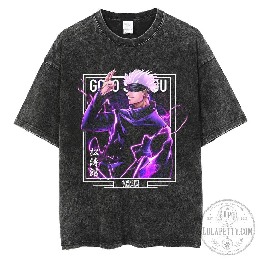 Satoru Gojo Jujutsu Kaisen Anime Manga Graphic Washed T-Shirt