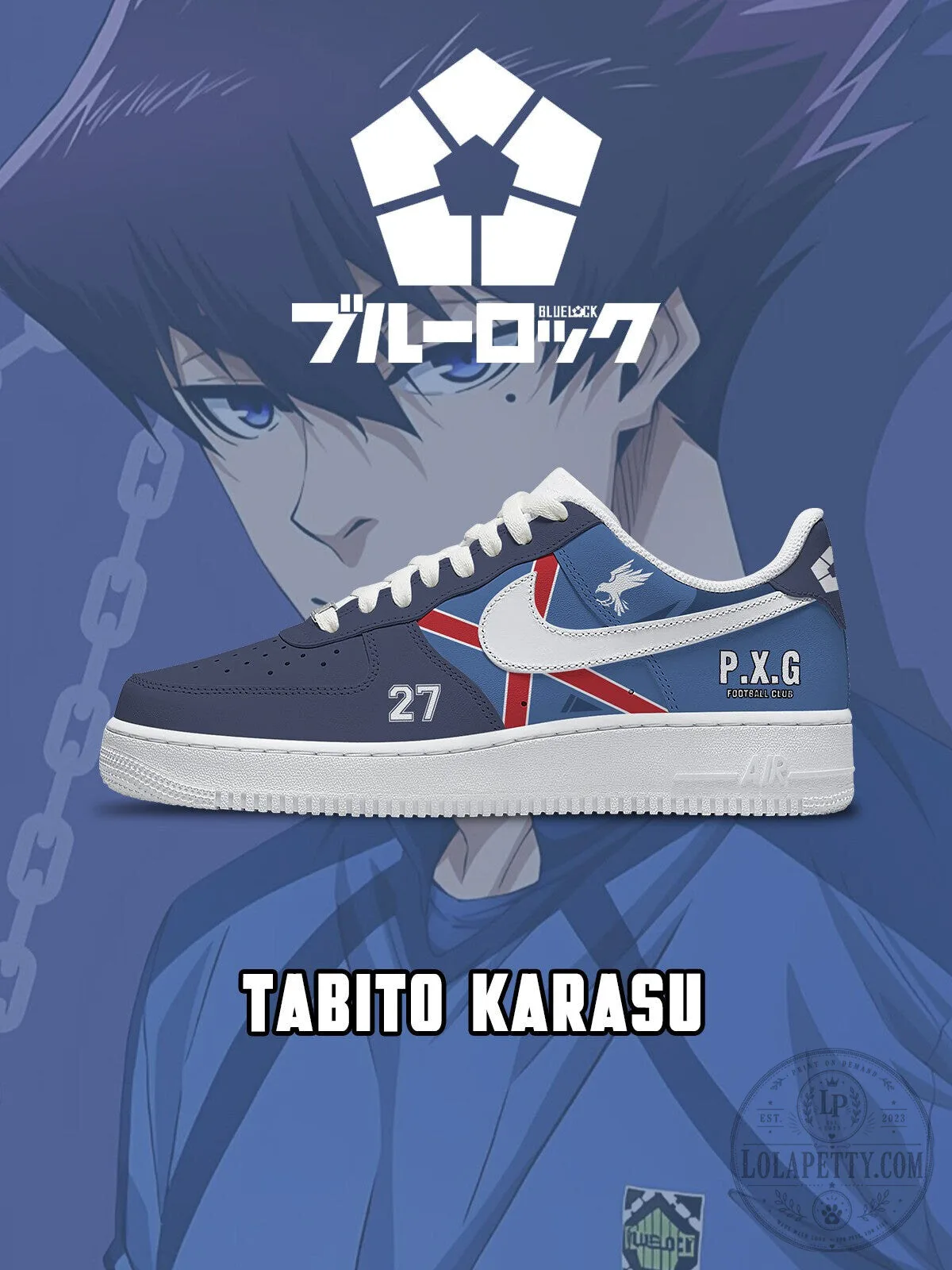 Blue Lock Tabito Karasu PXG Football Club Custom Sneakers 5 Blue Lock Tabito Karasu PXG Football Club Custom Sneakers