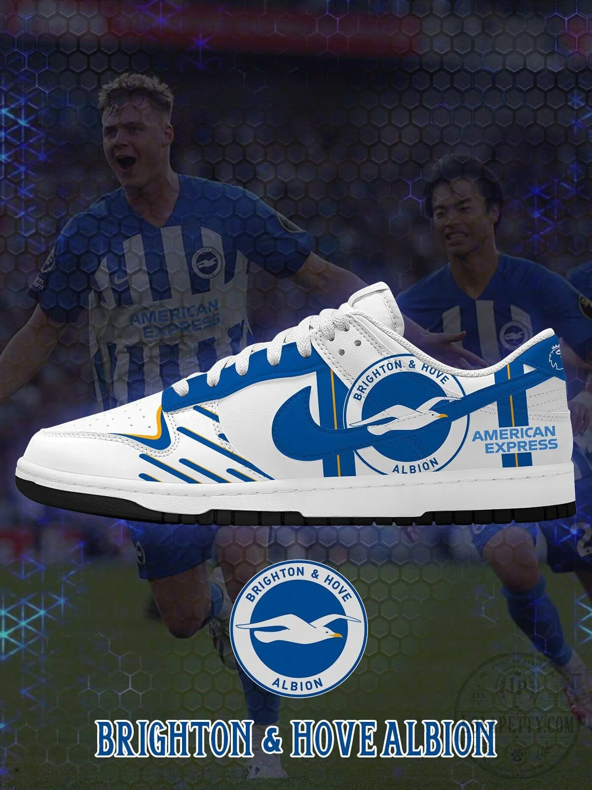 Brighton and Hove Albion Football Club White and Blue Custom Sneakers 1 Brighton and Hove Albion Football Club White and Blue Custom Sneakers
