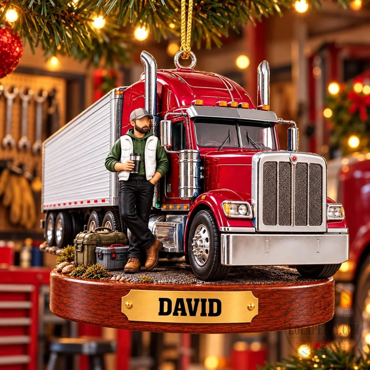 Personalized Truck Driver Christmas Ornament with Custom Name, Semi Truck Gift 7 Personalized Truck Driver Christmas Ornament with Custom Name, Semi Truck Gift