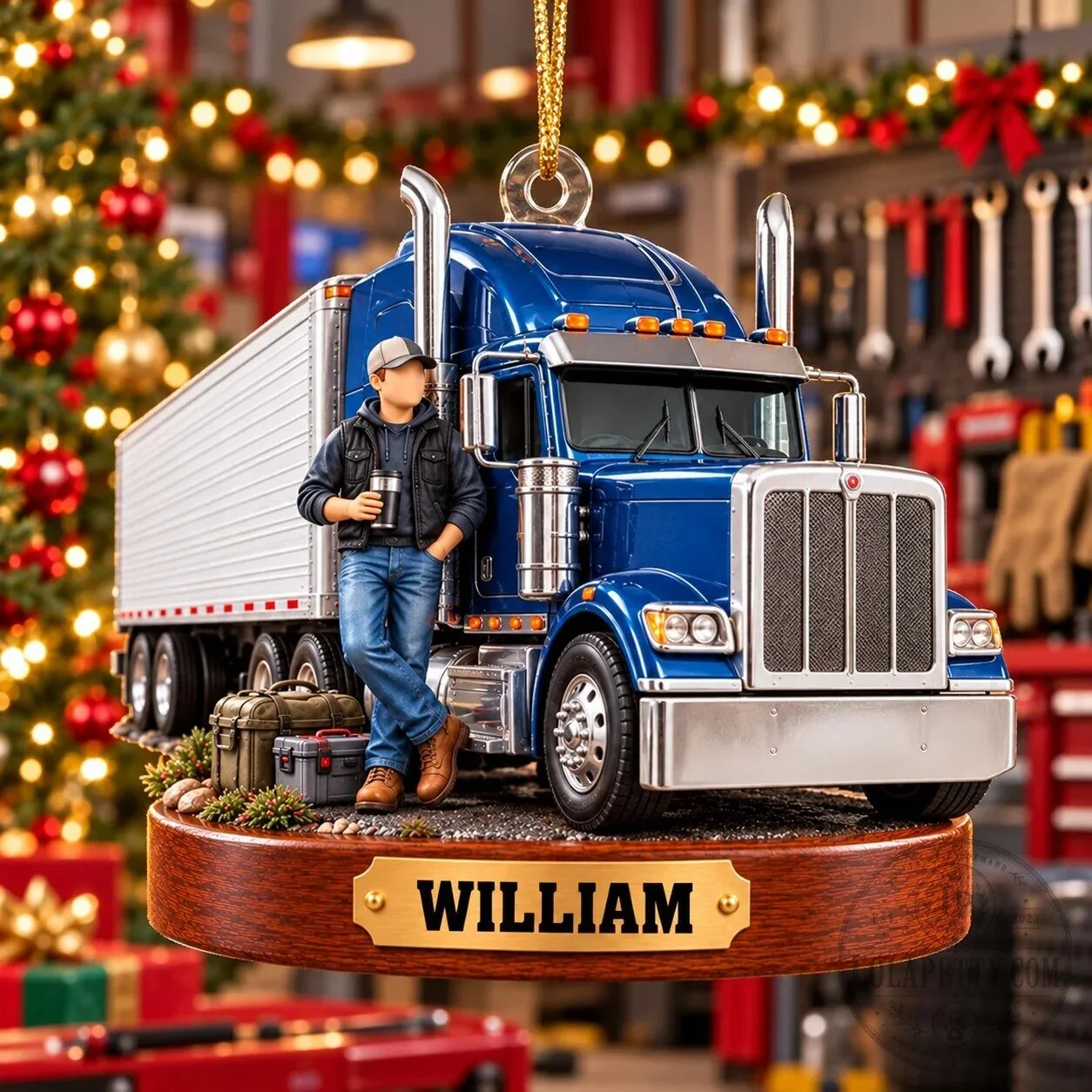 Personalized Truck Driver Christmas Ornament with Custom Name, Semi Truck Gift 8 Personalized Truck Driver Christmas Ornament with Custom Name, Semi Truck Gift