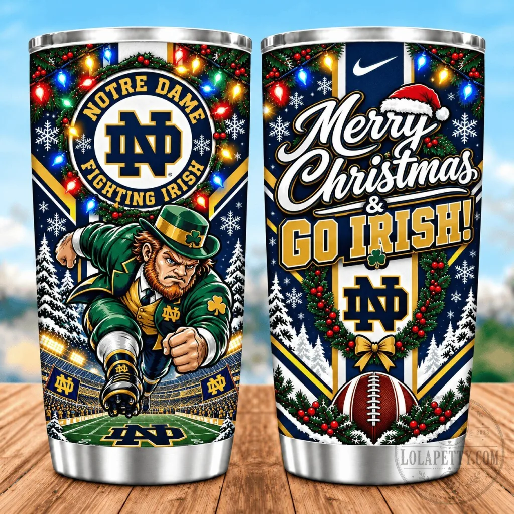 Notre Dame Fighting Irish Christmas Spirit Stainless Steel Tumbler Notre Dame Fighting Irish Christmas Spirit Stainless Steel Tumbler