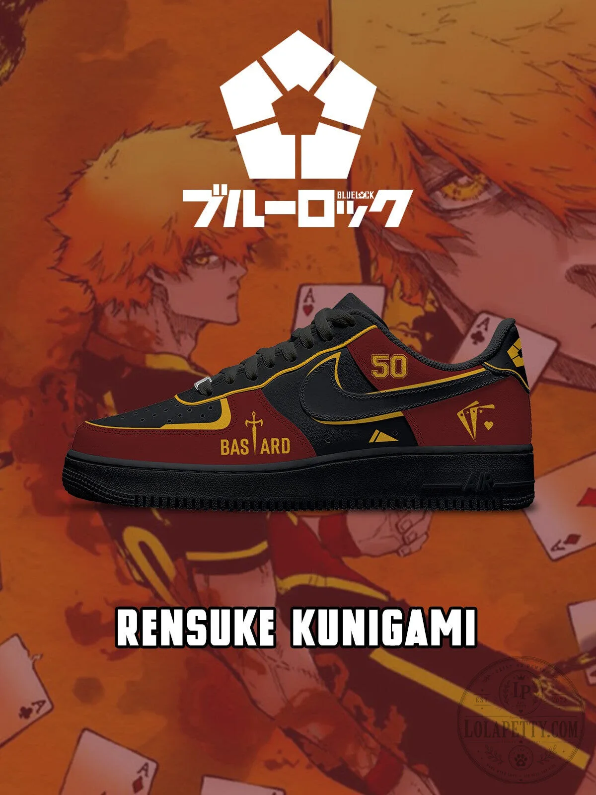 Rensuke Kunigami Blue Lock Anime Inspired Custom Design Shoes