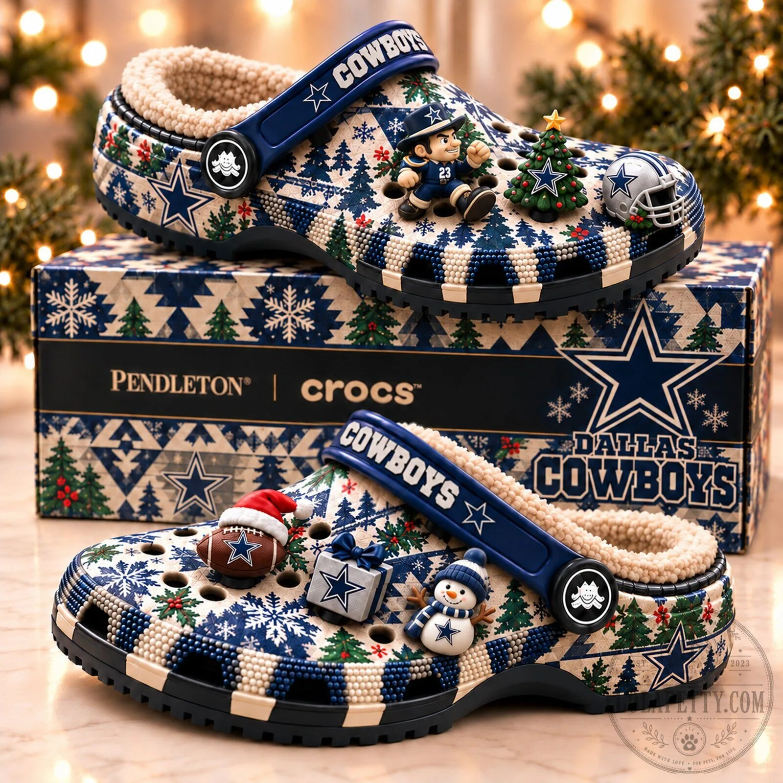 Dallas Cowboys Christmas Holiday Fleece Lined Crocs Clogs Shoes 3 Dallas Cowboys Christmas Holiday Fleece Lined Crocs Clogs Shoes